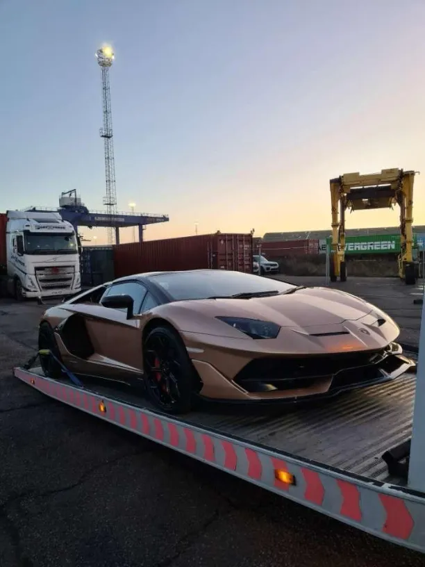 Lamborghini Aventador SVJ on the transporter